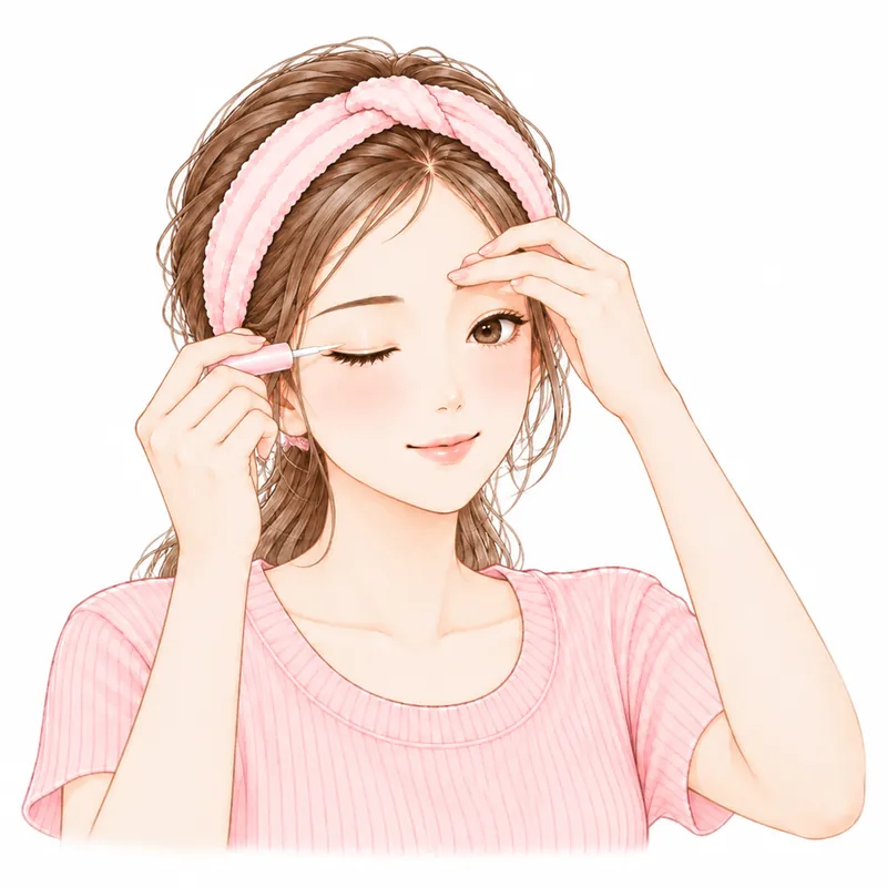 二重のりを、まぶたに塗っているところ