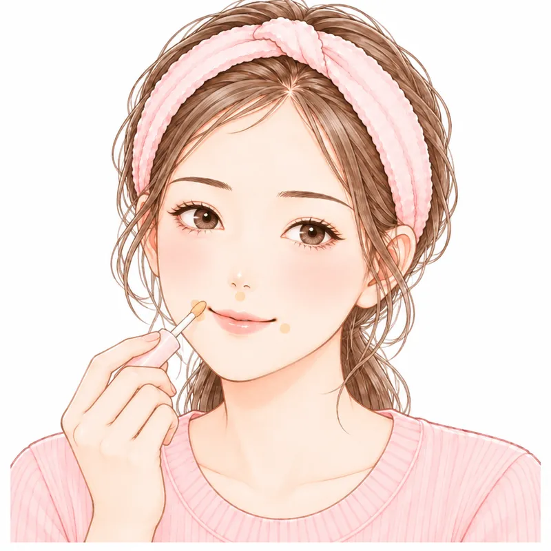 コンシーラーを、口のまわりにのせているところ