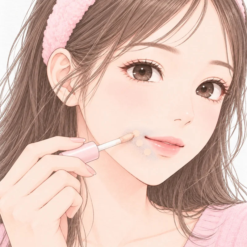 コンシーラーを、口のまわりにのせているところ
