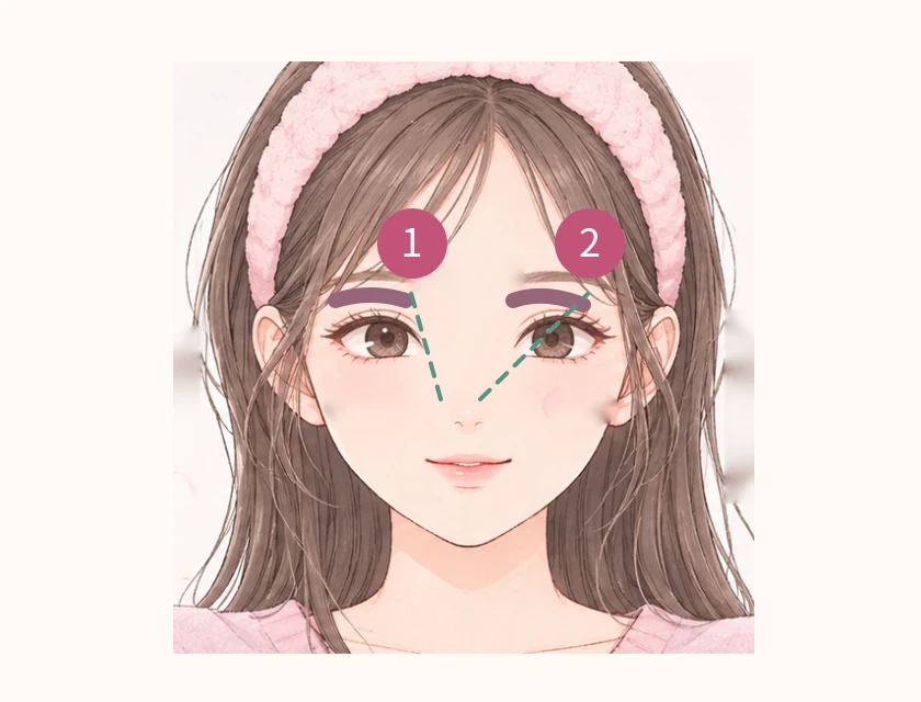 ③眉は、眉頭をうすく・眉尻を少しずつ
