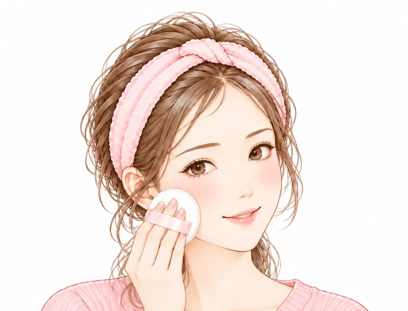 ②パウダーは、押して離す