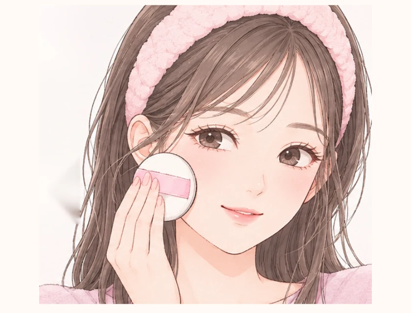 ②パウダーは、押して離す