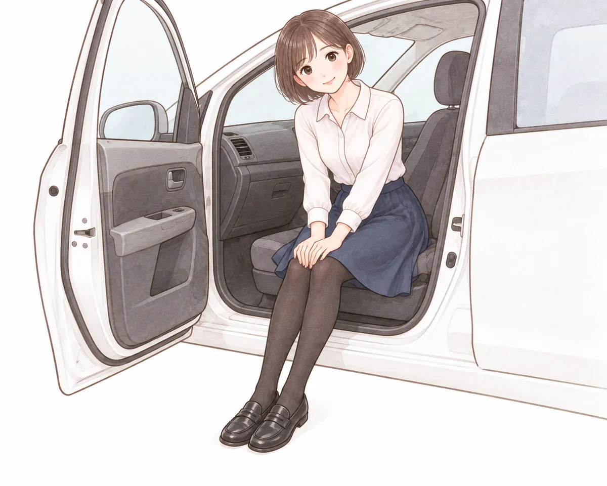 ①おしりから、座る