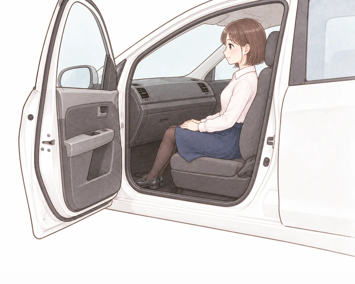 ③体を回して、足を中に入れる