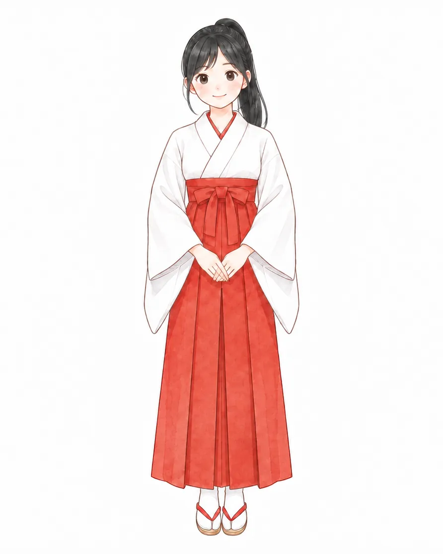 白い着物に、赤いはかまの、巫女の服