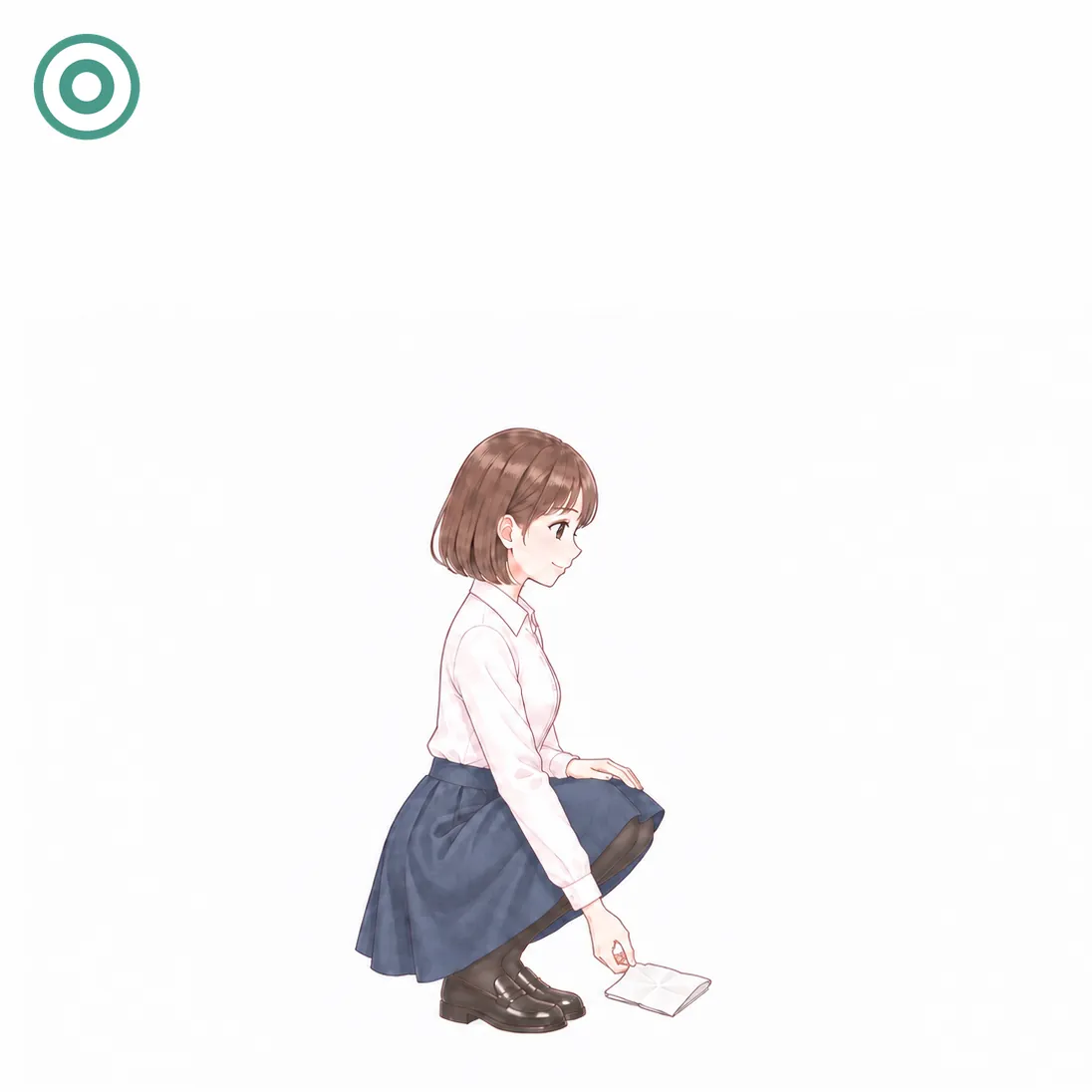 ②横向きに、しゃがむ