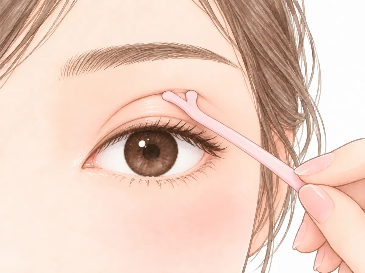 スティックで押しこんだまま目を開けると、二重の線ができる