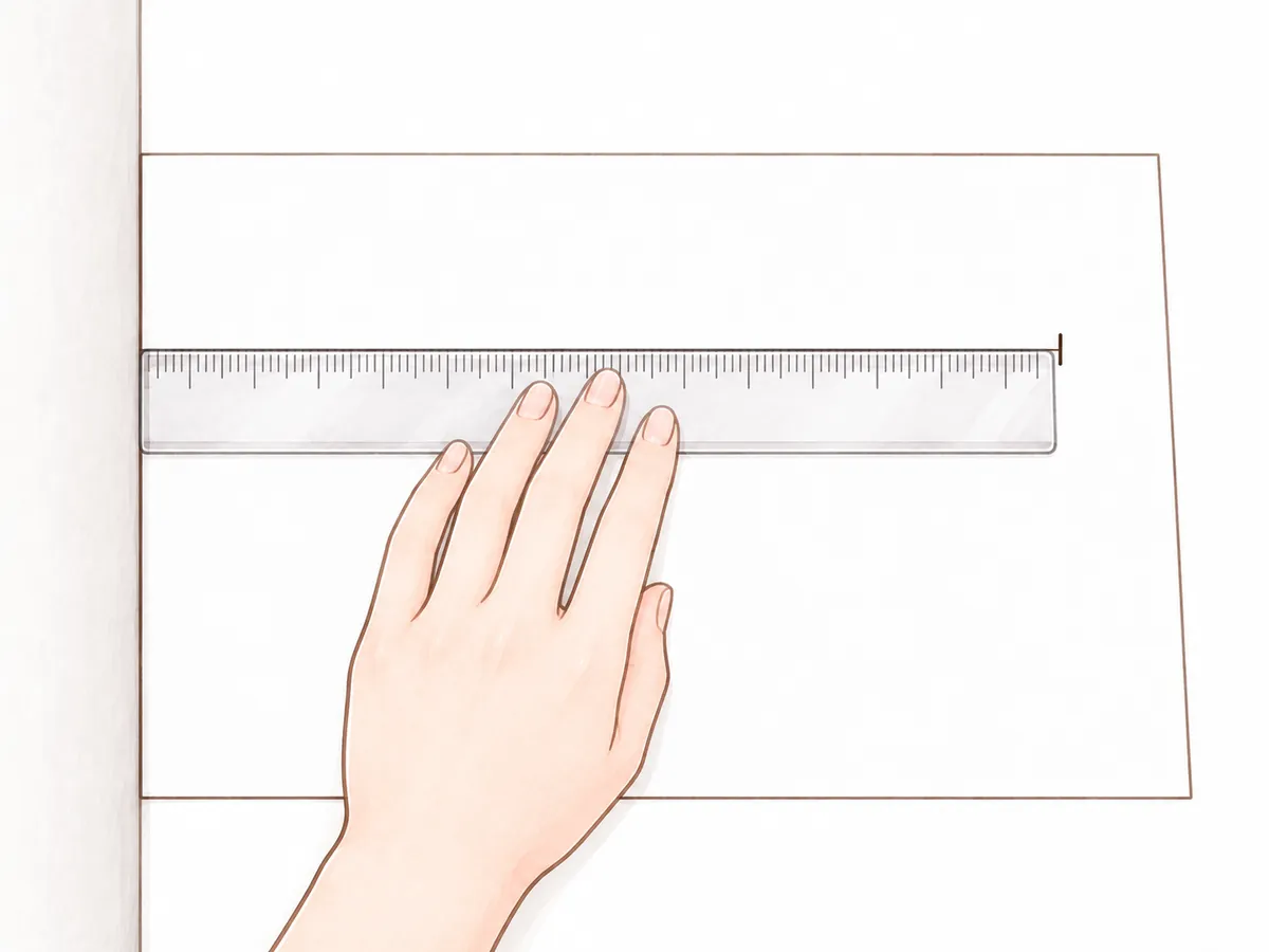 ②壁から印までの長さを、測る