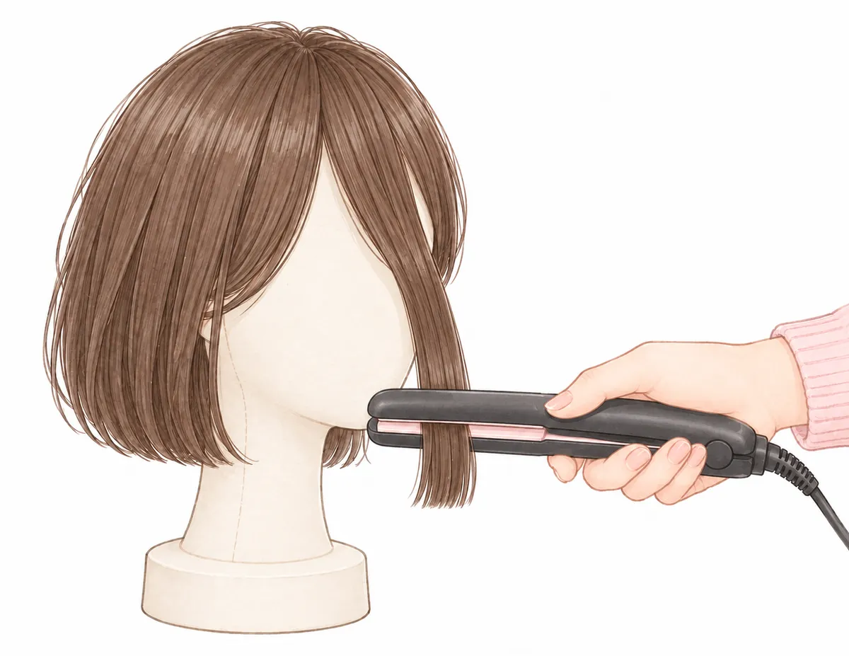 ②ゆっくり、下へすべらせる