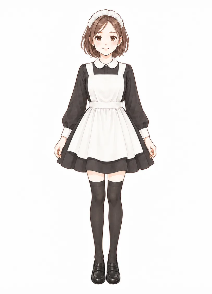 ひざ上丈のメイド服