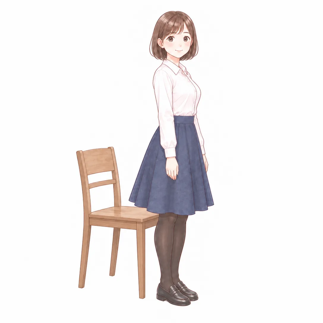 ①いすの前に立つ