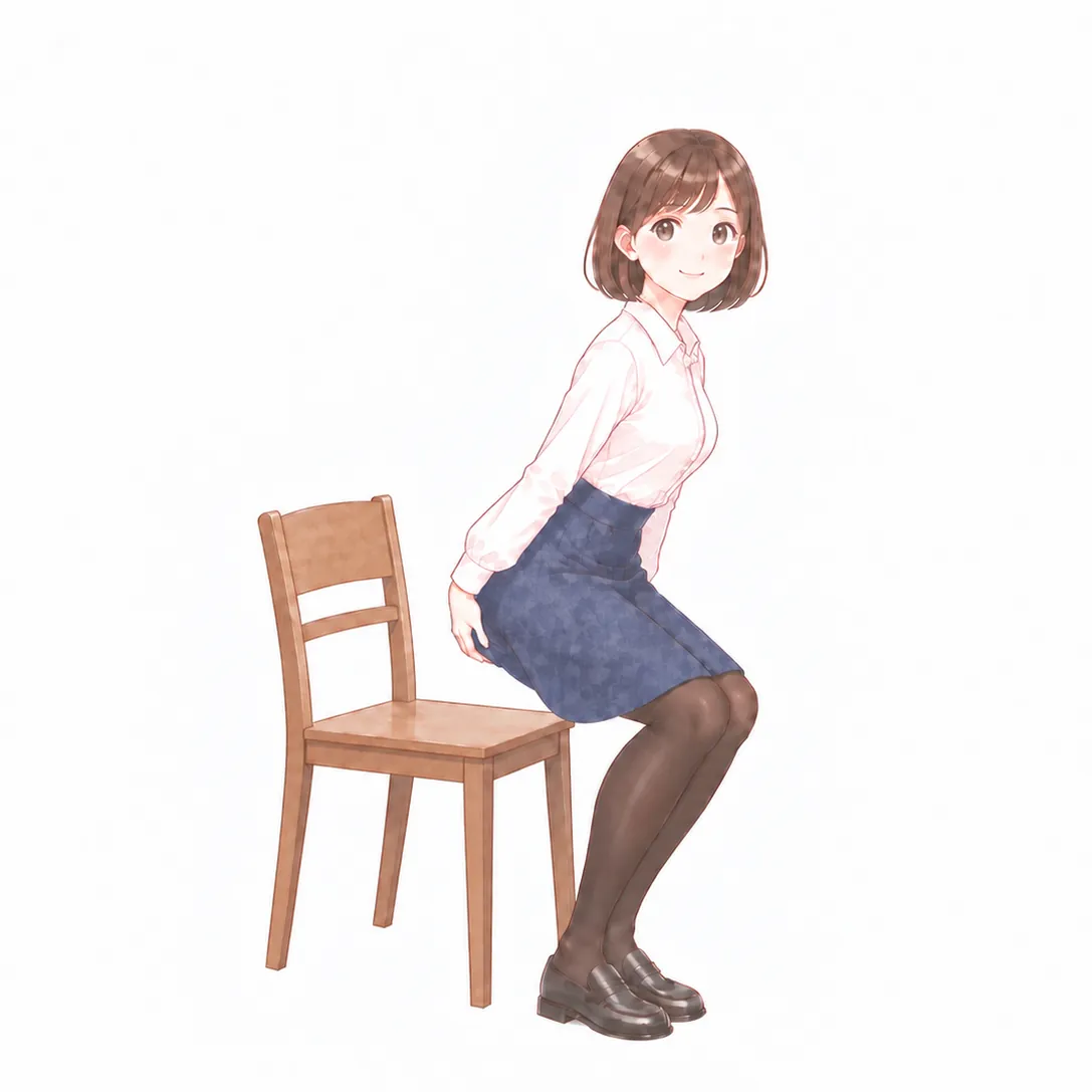 ③ひざをそろえたまま、ゆっくり腰を下ろす