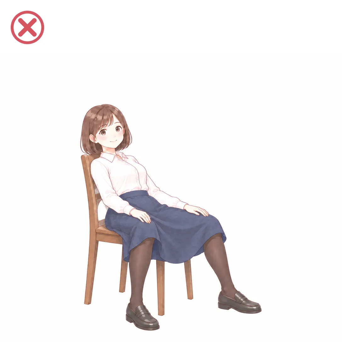 まちがい：深く座って、のけぞる
