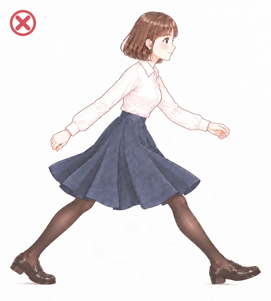 まちがい:大また