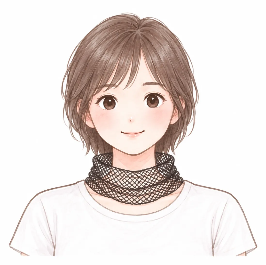 ①ネットを、首まで、すっぽり通す