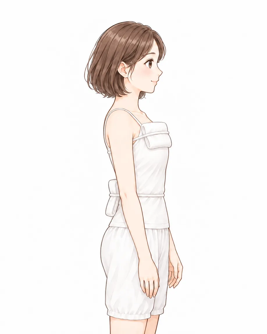 補整のタオルを当てる2か所。胸の上と、腰のうしろ