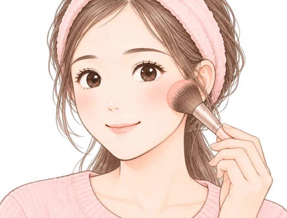 ⑤チークは、外へぼかす