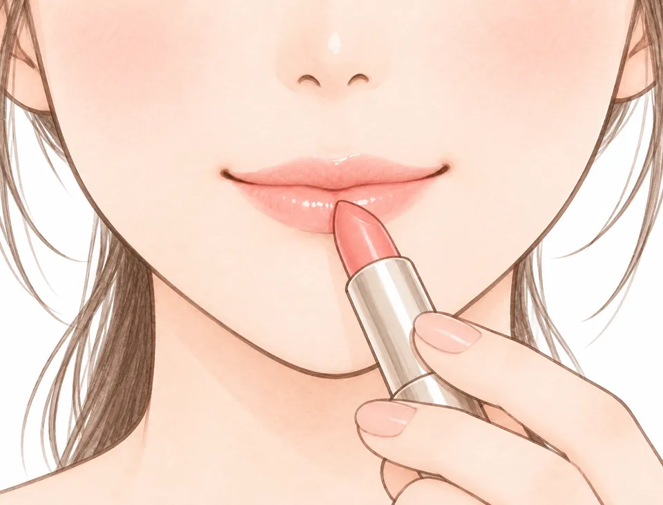 ⑥口紅は、中央から広げる