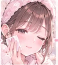 ①手に取って、ほおから